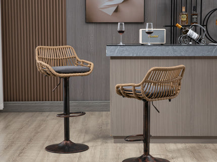 Modern Swivel Bar Stools Adjustable Counter Chairs With Footrest (Set of 2)