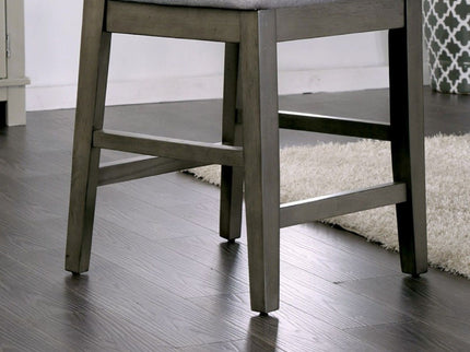 Padded Fabric Seat Panel Back Counter Height Dining Chairs (Set of 2) - Gray / Light Gray