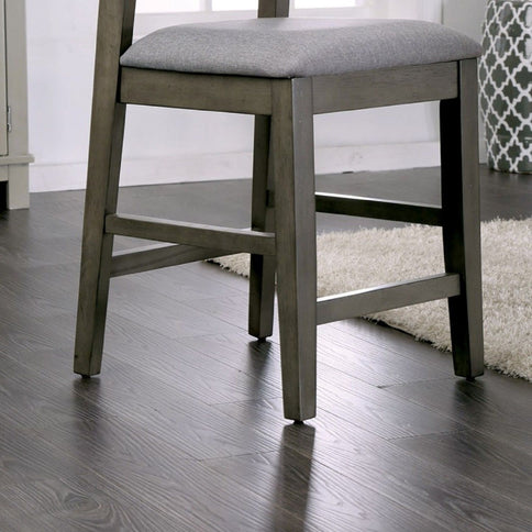 Padded Fabric Seat Panel Back Counter Height Dining Chairs (Set of 2) - Gray / Light Gray