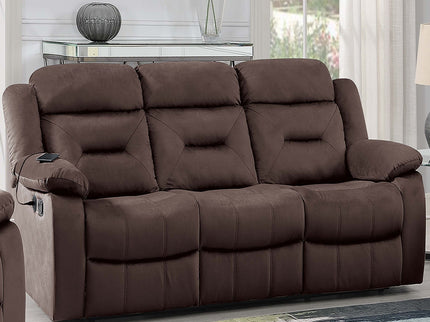 Modern Recliner Sofa With Pillow Arms, Plush Backrest, Horizontal Tufting, USB Charging Port