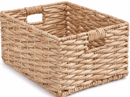 Storage Basket, Handwoven Twisted Weave Basket With Handles Shelf Organizer, Towel Storage, Living Room Storage - Light Brown