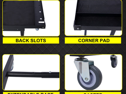 Adjustable Tear Down Work Table With Drawer For Garages, Repair Shops, And Diy, Portable, (4) 2.5" Swivel Casters, 220 Pound Capacity, Rubber Corners, Heavy Duty Steel