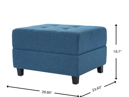 Ottoman, Compact Footrest For Living Room - Navy Blue