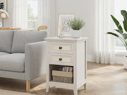 Nightstand With 2 Drawers Bedside Table