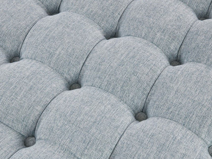 Skirted Tufted Round Ottoman With Button Top - Gray