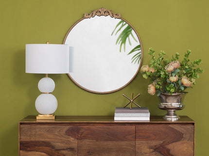 Classic Design Mirror With Baroque Inspired Frame For Bathroom, Entryway Console Lean Against Wall
