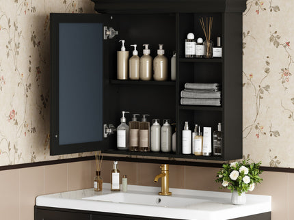 Wall Mounted Bathroom Medicine Cabinet With Mirror And Adjustable Storage With Soft Close Hinges