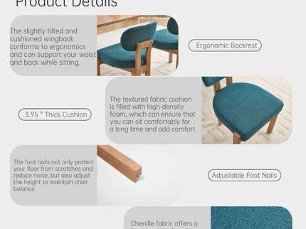 Dining Chairs With Ergonomic Backrest And Adjustable Feet (Set of 2)