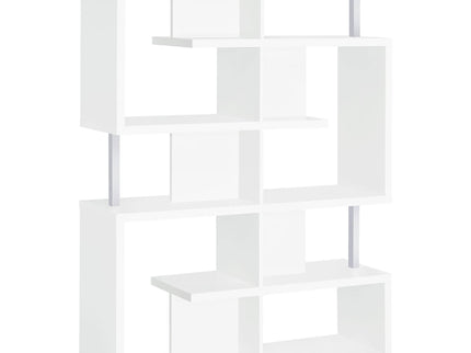 5 Tier Geometric Bookcase - White