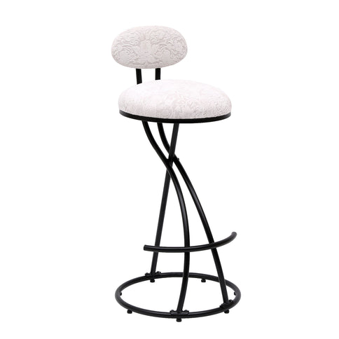 Round Print Bar Stools Upholstered Chairs For Kitchen (Set of 2)