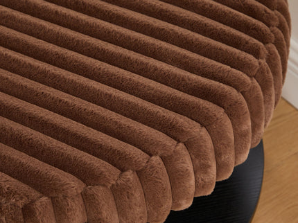 Modern Upholstered Round Ottoman Coffee Table With Storage Shelf