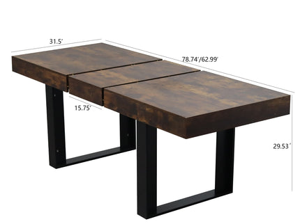 Extendable Dining Room Table For 6 8 10, Modern Farmhouse Wooden Kitchen Expanding Table, Long Large Expandable Dining Room Conference Table - Deep Rustic Brown