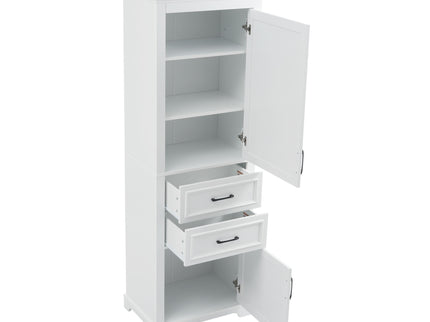 Freestanding Bathroom Vanity Tall With Damping Hinge Doors, Adjustable Shelves - White