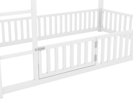 Metal House Bunk Bed With Fence And Door