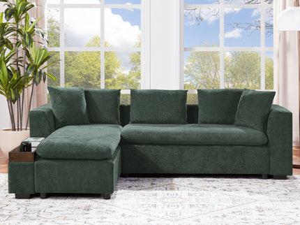 Modern L Shaped Sectional Sofa With Upholstery And Wooden Storage