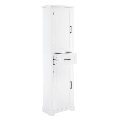 Tall Freestanding Bathroom Storage Cabinet With 2 Doors And Adjustable Shelves
