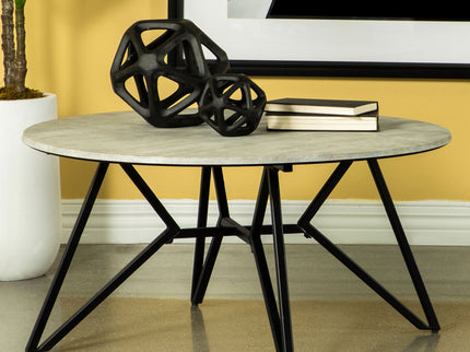 Travis - Round Top Coffee Table With Hairpin Legs - Gray / Black