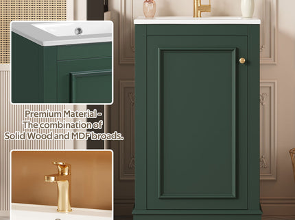 Bathroom Vanity With Sink, Freestanding Single Cabinet Set, Soft Close Door, Adjustable Shelf