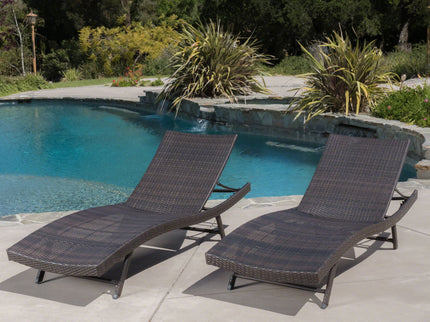 Kauai - Modern Style Wicker Chaise Lounge - Brown Multi