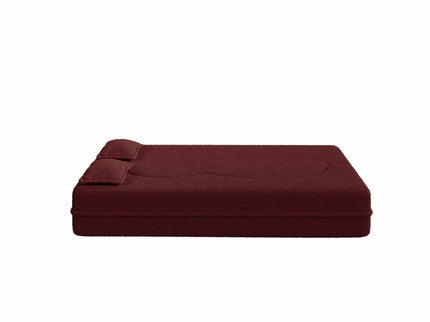 Modern Floor Sofa, With 2 Pillows, Convertible Teddy Fabric Foam Filled Bed
