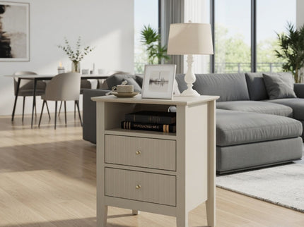 Fluted Nightstand With 2 Drawers