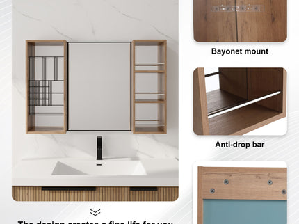 41.3" Wall Mounted Bathroom Cabinet With Storage - Imitative Oak