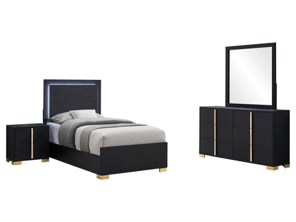 Medici - 4 Piece LED Twin Bedroom Set - Black