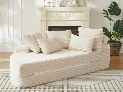 Semi Circular 2 In 1 Sofa Bed With Neck Pillow And Throw Pillows