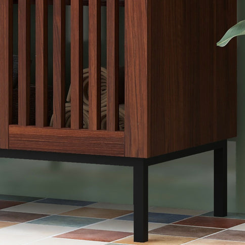 30" Vintage Bathroom Vanity With Ceramic Sink, Modern Bathroom Vanity Cabinet With 2 Soft Close Doors, Equpiied With 4 Sturdy Iron Legs - Antique Dark Brown