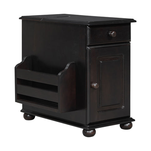 Vintage Flip Top Side Table With USB Ports