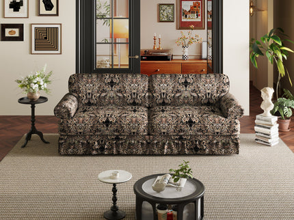 Luxuriously Comfortable Cloud Couch Sofa With Elegant Rolled Arms & Pleated Skirt Design