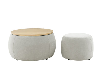 Round Storage Ottoman, 2 In 1 Function, End Table And Ottoman