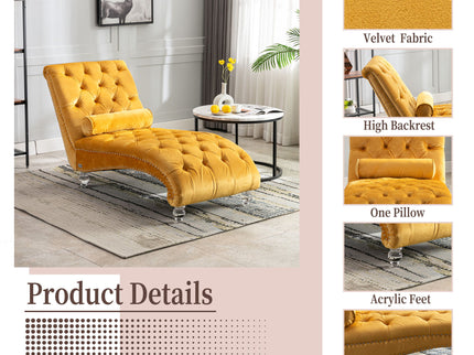 Chaise Lounge Indoor, Button Tufted Upholstered Chaise Lounge Chair With Pillow