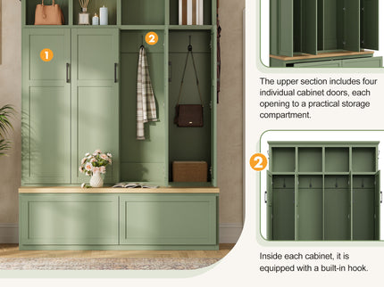 Hall Tree With 4 Hidden Cabinets