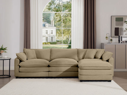 Oversized Modular Cushion Sofa With Ottoman, Low Back, Deep Seating Sofa Set