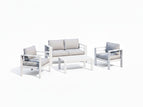 White / 4 Pc. Loveseat, 2 Chairs, Coffee Table