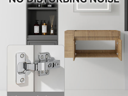 Floating Bathroom Vanity Cabinet, Soft Close Double Drawers, Open Side Storage, Wall Mounted, Cabinet Only