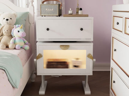 Robot LED Nightstand With 360° Rotating Drawer