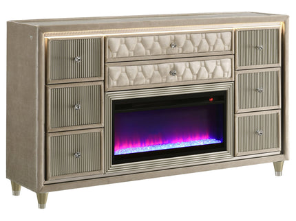Mika - 8 Drawer LED Fireplace Dresser