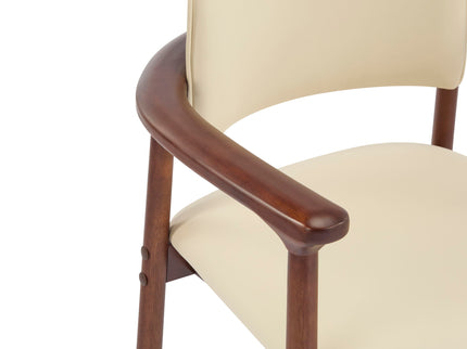 Dining Room Chairs, Ideal For Home & Kitchen (Set of 2) - Beige / Dark Walnut