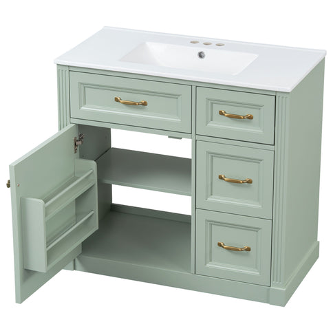Modern Bathroom Vanity With Sink, 4 Drawers, Soft-Close Door, Adjustable Shelf