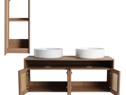 Bathroom Vanity With Art Sink And Side Cabinet, Float Mounting Design