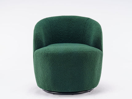 Teddy Fabric Swivel Accent Armchair Barrel Chair With Powder Coating Metal Ring