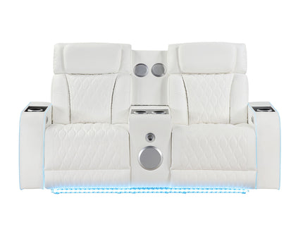 Electra - Power Reclining Loveseat With Power Headrests, Console, Speakers, Massage, LED Lighting And USB Control