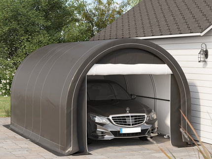 Outsunny - 10' x 16' Carport, Heavy Duty Portable Garage Storage Tent With Large Zippered Door, Anti-Uv Pe Canopy Cover For Car, Truck, Boat, Motorcycle, Bike, Garden Tools, Outdoor Work