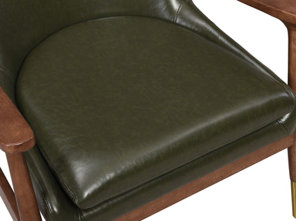 Mid - Century Accent Chair With Cushioned Seat, Brass Tipped Legs