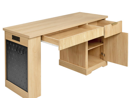 Modern Fluted Office Desk With Storage Cabinet