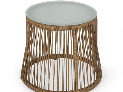 Conversation Set With Tempered Glass Table Top - Light Brown