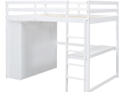 Loft Bed With Built In Wardrobe, Shelves And Drawers