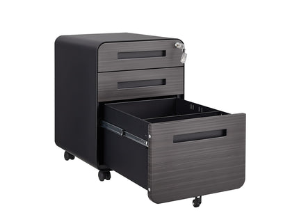 3 Drawer Mobile File Cabinet Under Desk Office, Simple Style Versatile Storage Cabinet For Legal / Letter / A4 Files, 5 Wheel Design Anti-Tilting Cold Rolled Steel Waterproof Moisture-Proof